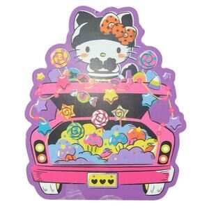 NWT Sanrio Hello Kitty Candy Car Halloween Sign 6.5" x 8" x 1.25" Wooden Plaque